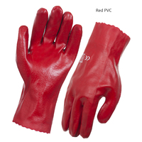 PVC 45cm Red Single Dip Gloves Size 10 (L)