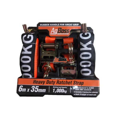 AgBoss Ratchet Tie Down Heavy Duty - 1000kg (6mx35mm) - 2 Pack