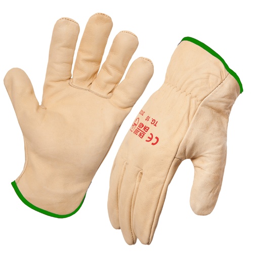 Riggers Gloves Beige (Green Band) Size 9 (L)