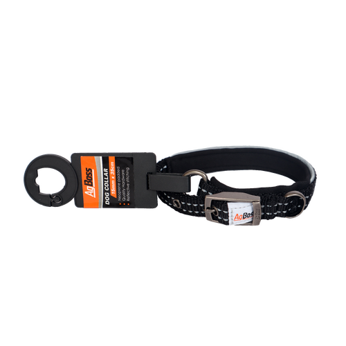 AgBoss Black Dog Collar | 15mm x 35cm (14")  
