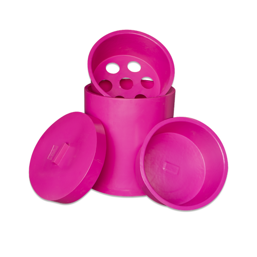 Grazer Feed Bin, Hay + Water Inserts + Lid - Pink