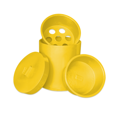 Grazer Feed Bin, Hay + Water Inserts + Lid - Yellow