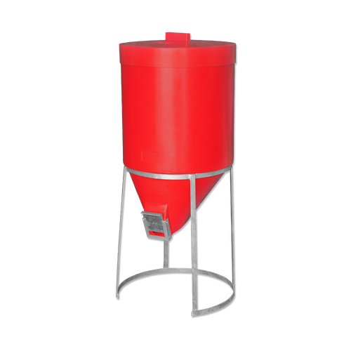 Silo 200 litre with Lid & Gal Stand 200 litre - Red
