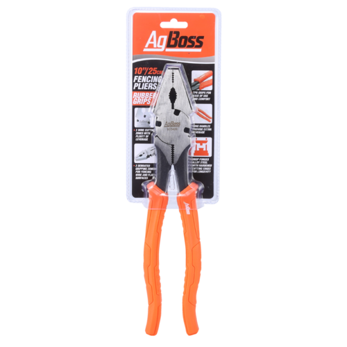 AgBoss Fencing Pliers 250mm/10" - Rubber Grips