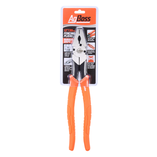 AgBoss Fencing Pliers 300mm/12" - Rubber Grips