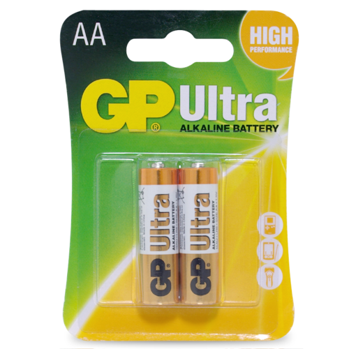 1.5V Ultra Alkaline AA GP Brand - Card of 2.
