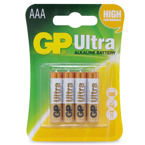 Battery 1.5V Ultra Alkaline AAA GP Brand - Card of 4.